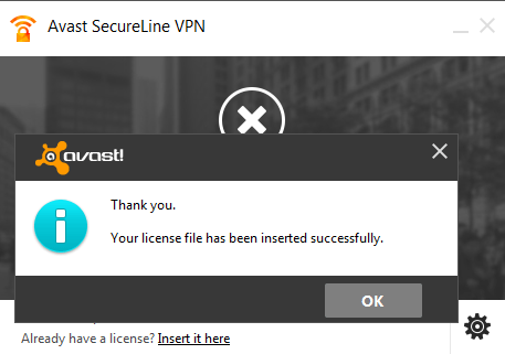 unable to insert the license file avast