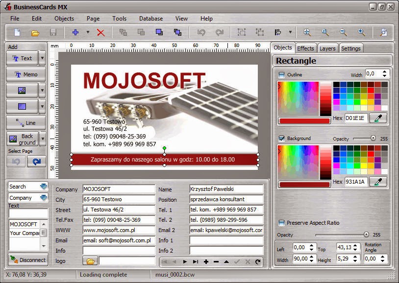 Mojosoft BusinessCards MX Free Download